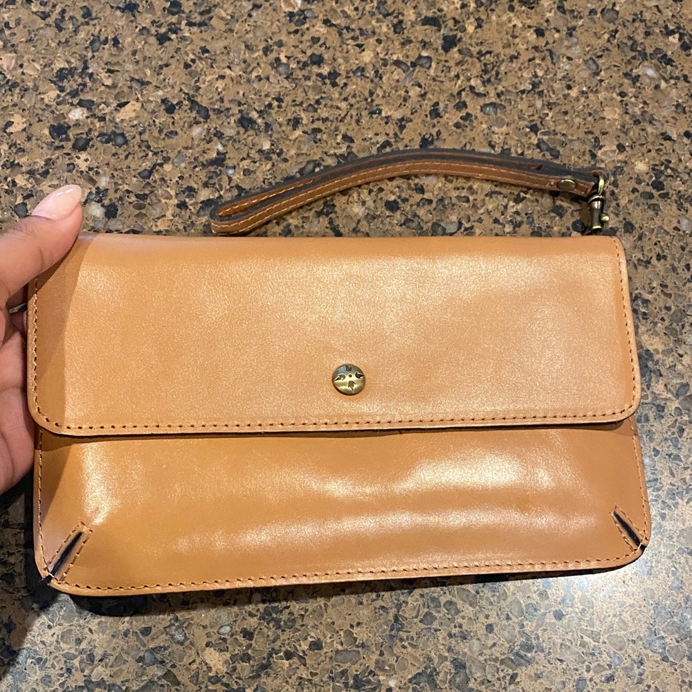 Patricia Nash Camel Leather Wristlet